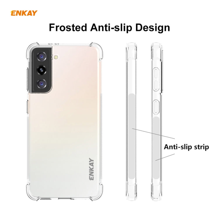 Hat-Prince ENKAY Clear TPU Shockproof Case Soft Anti-slip Cover + 0.26mm 9H 2.5D Full Glue Full Coverage Tempered Glass Protector Film Support Fingerprint Unlock, For Samsung Galaxy S21+ 5G, For Samsung Galaxy S21 5G