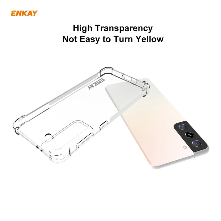 Hat-Prince ENKAY Clear TPU Shockproof Case Soft Anti-slip Cover + 0.26mm 9H 2.5D Full Glue Full Coverage Tempered Glass Protector Film Support Fingerprint Unlock, For Samsung Galaxy S21+ 5G, For Samsung Galaxy S21 5G