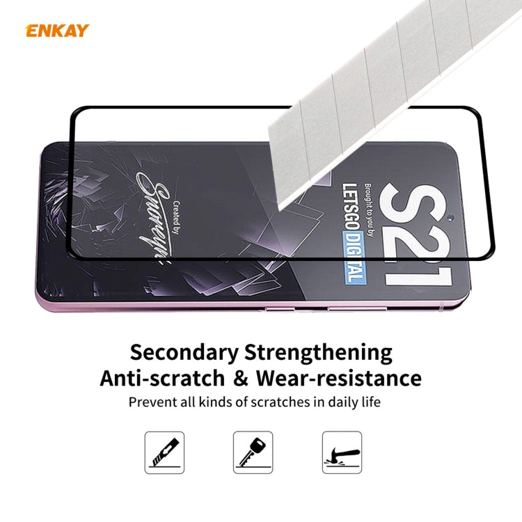 Hat-Prince ENKAY Clear TPU Shockproof Case Soft Anti-slip Cover + 0.26mm 9H 2.5D Full Glue Full Coverage Tempered Glass Protector Film Support Fingerprint Unlock, For Samsung Galaxy S21+ 5G, For Samsung Galaxy S21 5G