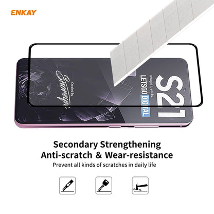 Hat-Prince ENKAY Clear TPU Shockproof Case Soft Anti-slip Cover + 0.26mm 9H 2.5D Full Glue Full Coverage Tempered Glass Protector Film Support Fingerprint Unlock, For Samsung Galaxy S21+ 5G, For Samsung Galaxy S21 5G