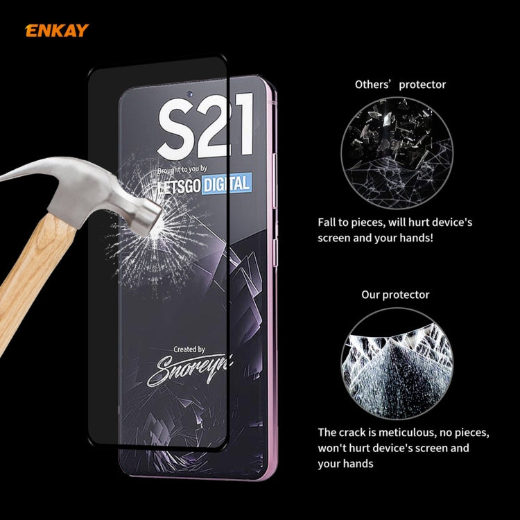 Hat-Prince ENKAY Clear TPU Shockproof Case Soft Anti-slip Cover + 0.26mm 9H 2.5D Full Glue Full Coverage Tempered Glass Protector Film Support Fingerprint Unlock, For Samsung Galaxy S21+ 5G, For Samsung Galaxy S21 5G