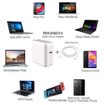 PD-96W 96W PD USB-C / Type-C Laptop Adapter + 2m 5A USB-C / Type-C to USB-C / Type-C Fast Charging Cable for MacBook Pro