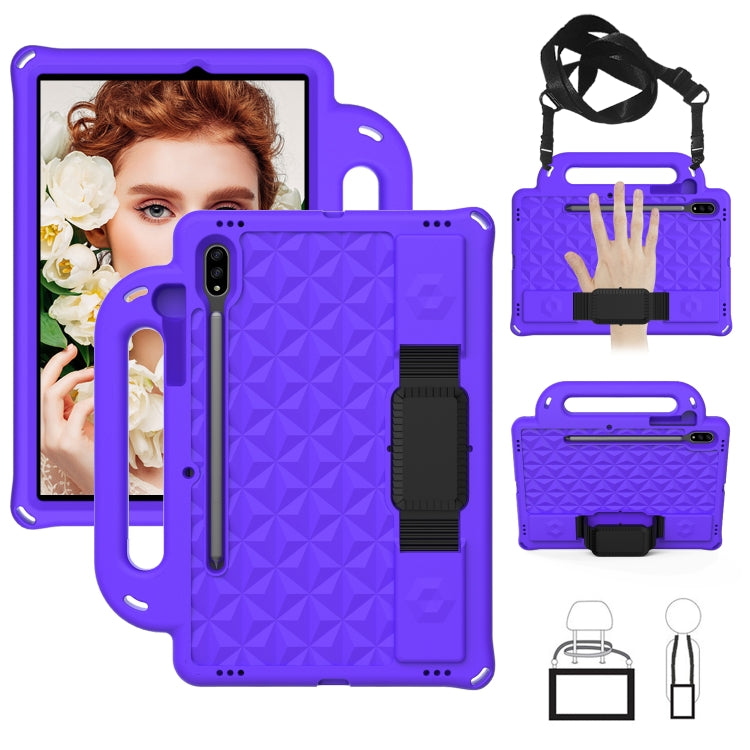 Diamond Series EVA Anti-Fall Shockproof Sleeve Protective Shell Case with Holder & Strap, For Galaxy Tab S8 / Galaxy Tab S7 T870/T875