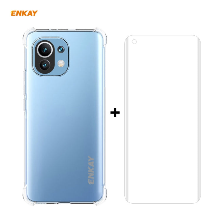 Hat-Prince ENKAY Clear TPU Shockproof Case Soft Anti-slip Cover + 3D Full Screen PET Curved Hot Bending HD Screen Protector Soft Film, Support Fingerprint Unlock