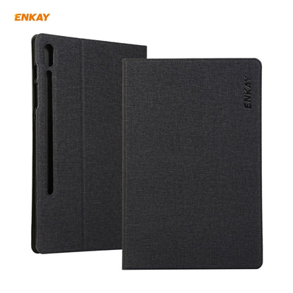 For Samsung Galaxy Tab S7 11.0 T870 / T875 ENKAY Coarse Cloth Pattern PU Leather + TPU Smart Case with Holder & Sleep / Wake-up Function