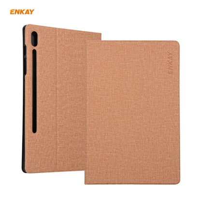 For Samsung Galaxy Tab S7 11.0 T870 / T875 ENKAY Coarse Cloth Pattern PU Leather + TPU Smart Case with Holder & Sleep / Wake-up Function