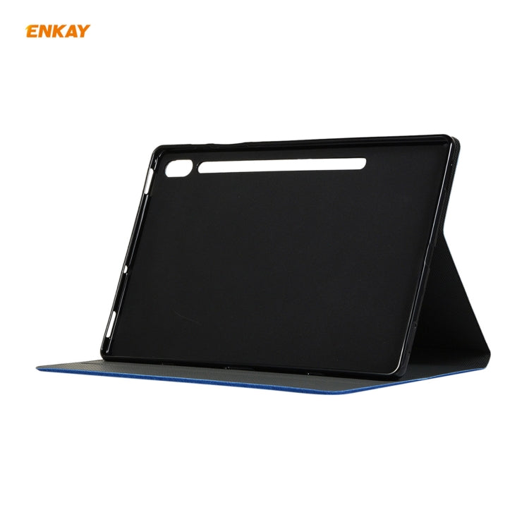 For Samsung Galaxy Tab S7 11.0 T870 / T875 ENKAY Coarse Cloth Pattern PU Leather + TPU Smart Case with Holder & Sleep / Wake-up Function