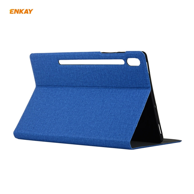 For Samsung Galaxy Tab S7 11.0 T870 / T875 ENKAY Coarse Cloth Pattern PU Leather + TPU Smart Case with Holder & Sleep / Wake-up Function, For Samsung Galaxy Tab S8 / Galaxy Tab S7 11.0 T870