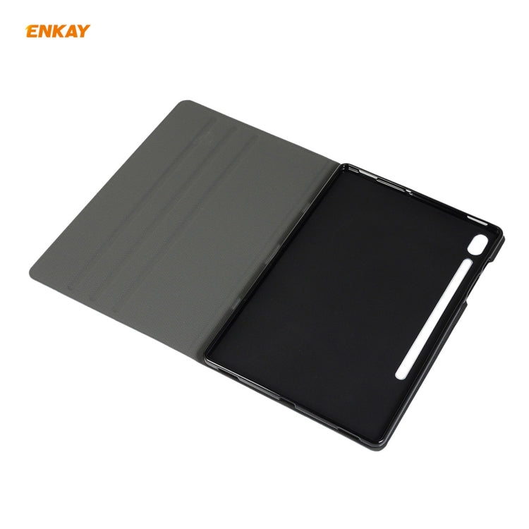 For Samsung Galaxy Tab S7 11.0 T870 / T875 ENKAY Coarse Cloth Pattern PU Leather + TPU Smart Case with Holder & Sleep / Wake-up Function, For Samsung Galaxy Tab S8 / Galaxy Tab S7 11.0 T870