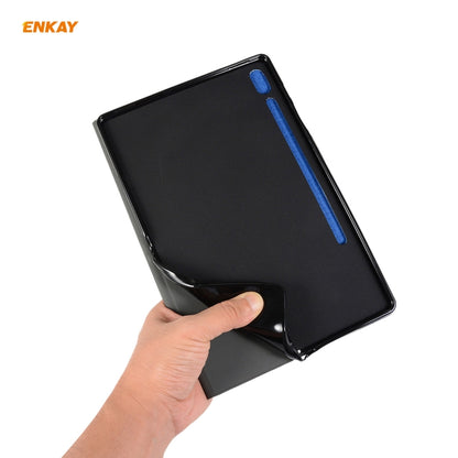 For Samsung Galaxy Tab S7 11.0 T870 / T875 ENKAY Coarse Cloth Pattern PU Leather + TPU Smart Case with Holder & Sleep / Wake-up Function