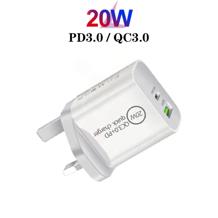 SDC-20WA+C 20W PD + QC 3.0 USB Dual Fast Charging Universal Travel Charger, UK Plug