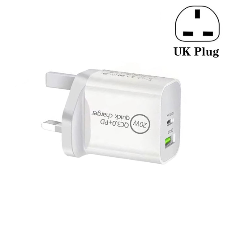 SDC-20WA+C 20W PD + QC 3.0 USB Dual Fast Charging Universal Travel Charger, UK Plug