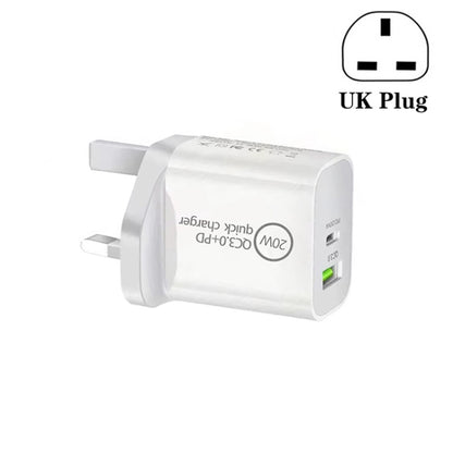 SDC-20WA+C 20W PD + QC 3.0 USB Dual Fast Charging Universal Travel Charger, UK Plug