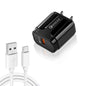 LZ-023 18W  QC3.0 USB Portable Travel Charger + 3A USB toType-C Data Cable, US Plug, Type-C Data Cable, US Plug