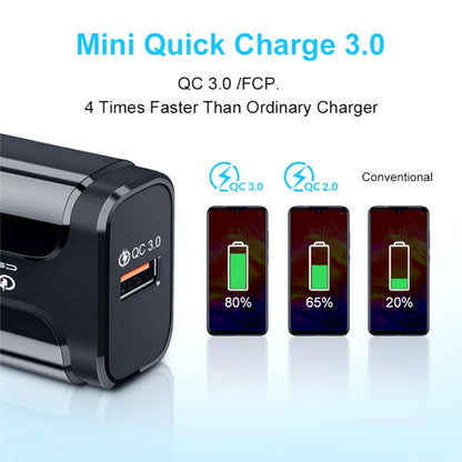LZ-023 18W QC 3.0 USB Portable Travel Charger + 3A USB to Micro USB Data Cable, US Plug, Micro USB Data Cable, US Plug