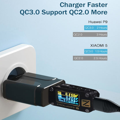 LZ-023 18W QC 3.0 USB Portable Travel Charger + 3A USB to Micro USB Data Cable, US Plug, Micro USB Data Cable, US Plug