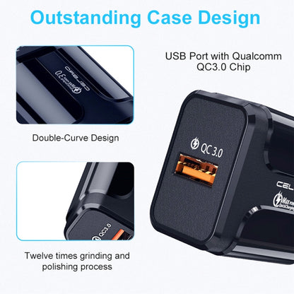 LZ-023 18W QC 3.0 USB Portable Travel Charger + 3A USB to Micro USB Data Cable, US Plug, Micro USB Data Cable, US Plug
