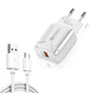 LZ-023 18W QC 3.0 USB Portable Travel Charger + 3A USB to Micro USB Data Cable, EU Plug, Micro USB Data Cable, EU Plug