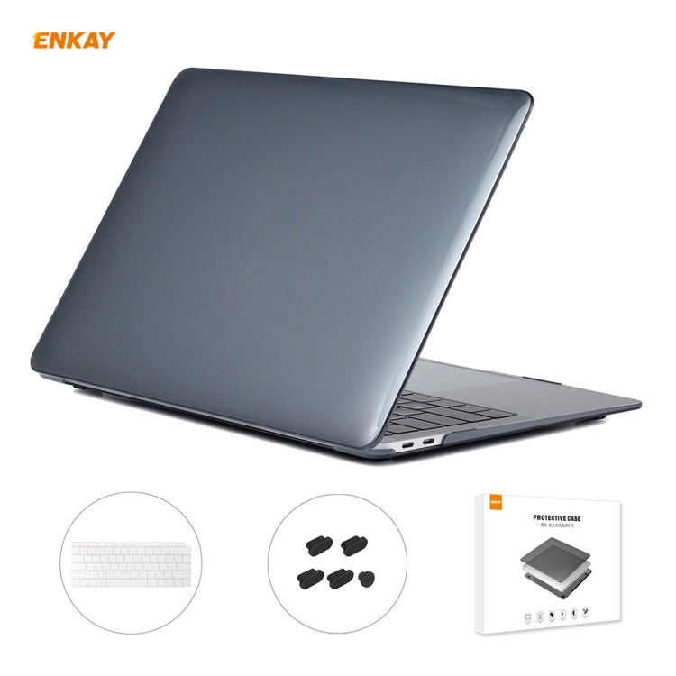 ENKAY 3 in 1 Crystal Laptop Protective Case + US Version TPU Keyboard Film + Anti-dust Plugs Set for MacBook Air 13.3 inch A1932 (2018)