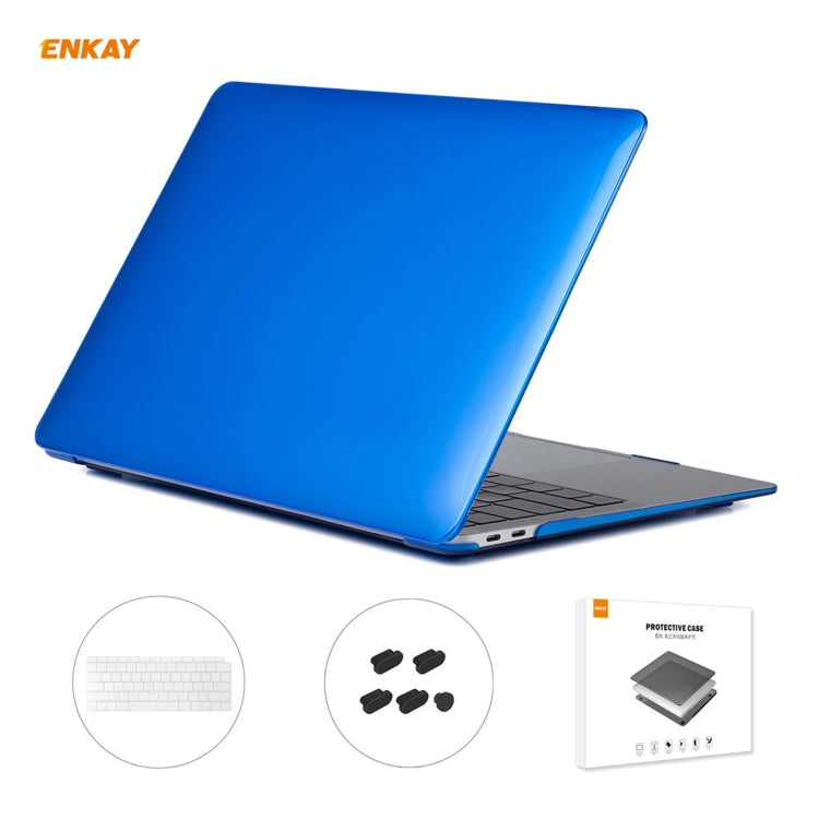 ENKAY 3 in 1 Crystal Laptop Protective Case + US Version TPU Keyboard Film + Anti-dust Plugs Set for MacBook Air 13.3 inch A1932 (2018)