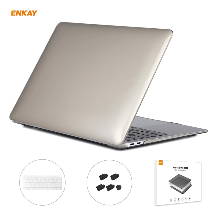 ENKAY 3 in 1 Crystal Laptop Protective Case + US Version TPU Keyboard Film + Anti-dust Plugs Set for MacBook Air 13.3 inch A1932 (2018)