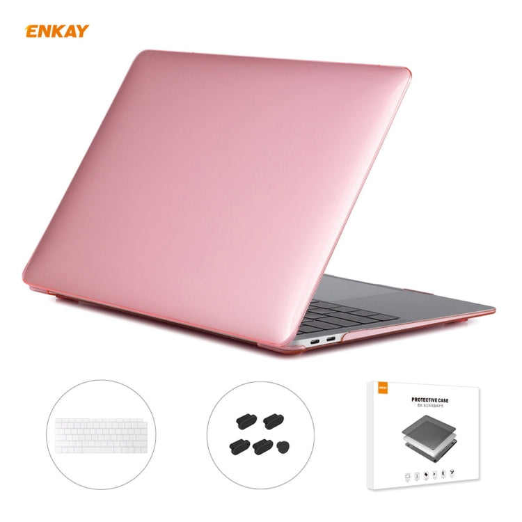 ENKAY 3 in 1 Crystal Laptop Protective Case + US Version TPU Keyboard Film + Anti-dust Plugs Set for MacBook Air 13.3 inch A1932 (2018)