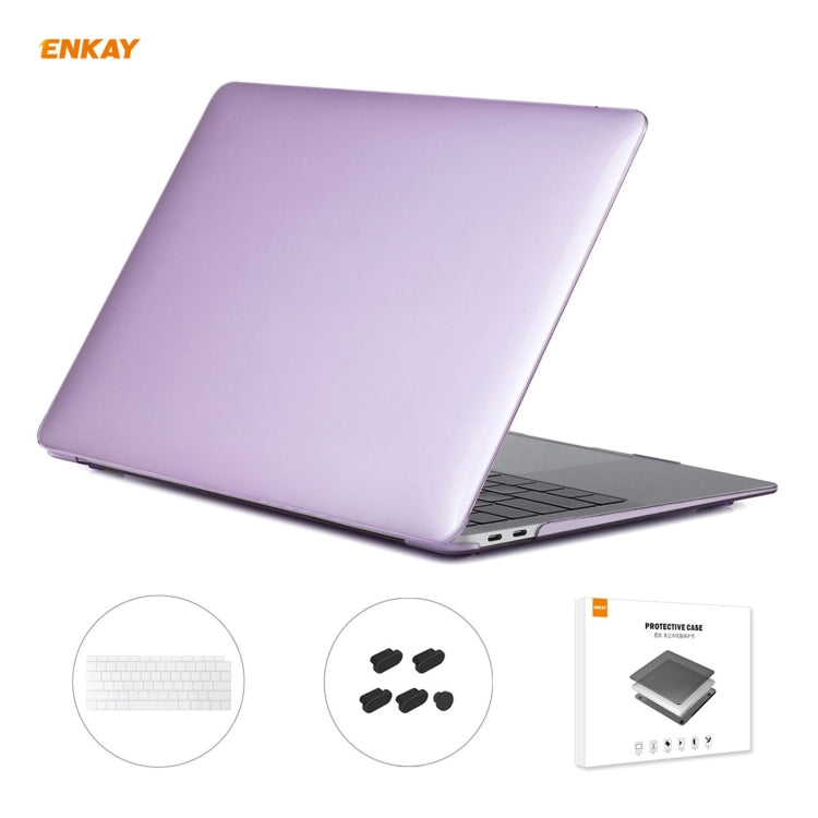 ENKAY 3 in 1 Crystal Laptop Protective Case + US Version TPU Keyboard Film + Anti-dust Plugs Set for MacBook Air 13.3 inch A1932 (2018)