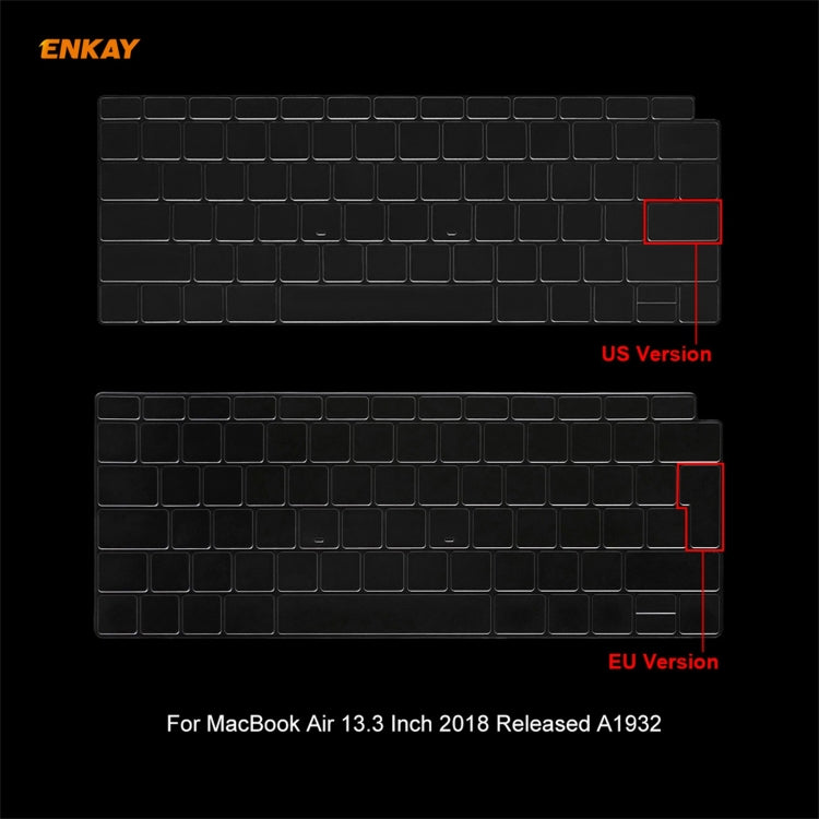 ENKAY 3 in 1 Crystal Laptop Protective Case + US Version TPU Keyboard Film + Anti-dust Plugs Set for MacBook Air 13.3 inch A1932 (2018)