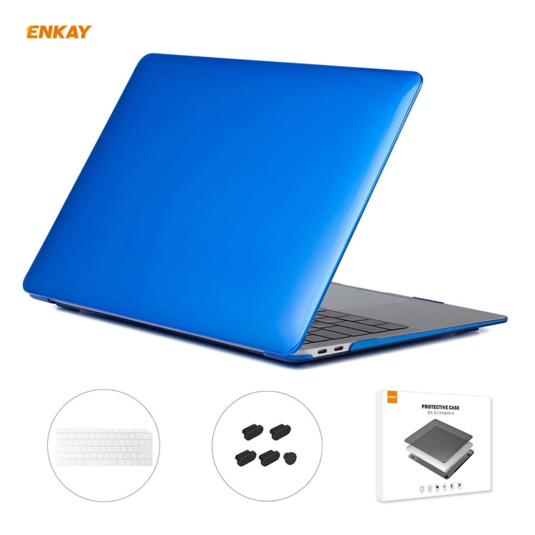 ENKAY 3 in 1 Crystal Laptop Protective Case + EU Version TPU Keyboard Film + Anti-dust Plugs Set for MacBook Air 13.3 inch A1932 (2018)