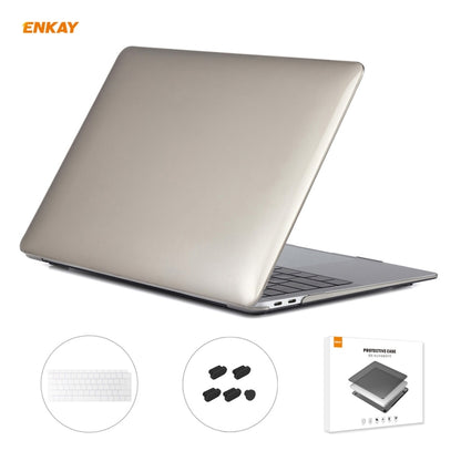 ENKAY 3 in 1 Crystal Laptop Protective Case + EU Version TPU Keyboard Film + Anti-dust Plugs Set for MacBook Air 13.3 inch A1932 (2018)