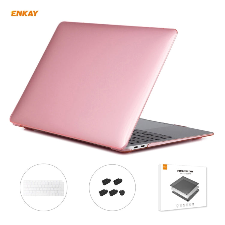 ENKAY 3 in 1 Crystal Laptop Protective Case + EU Version TPU Keyboard Film + Anti-dust Plugs Set for MacBook Air 13.3 inch A1932 (2018)