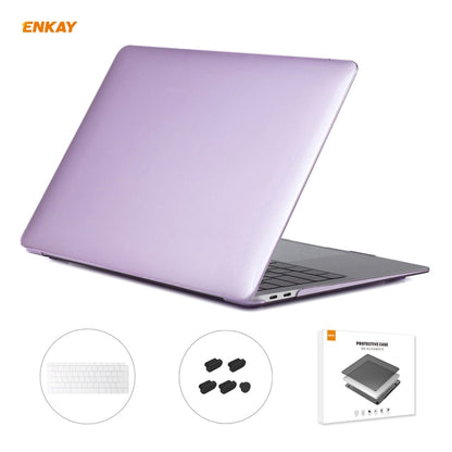 ENKAY 3 in 1 Crystal Laptop Protective Case + EU Version TPU Keyboard Film + Anti-dust Plugs Set for MacBook Air 13.3 inch A1932 (2018)