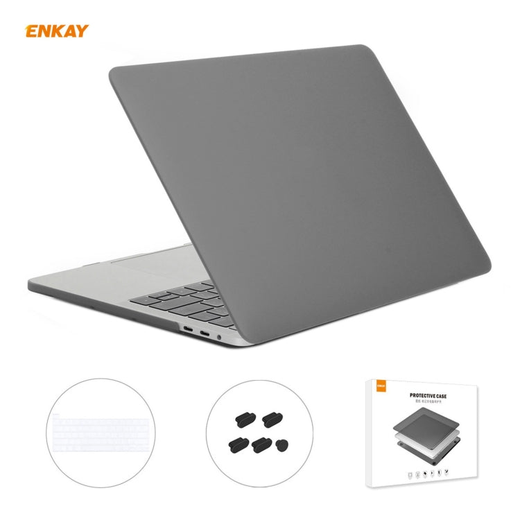 ENKAY 3 in 1 Matte Laptop Protective Case + US Version TPU Keyboard Film + Anti-dust Plugs Set for MacBook Pro 16 inch A2141 (with Touch Bar)