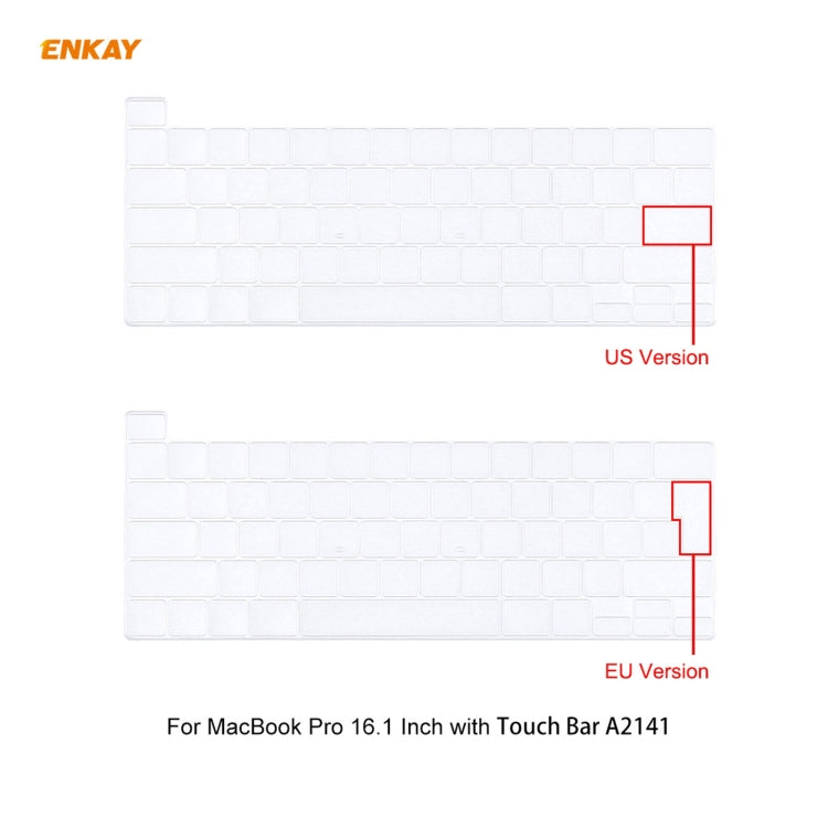 ENKAY 3 in 1 Matte Laptop Protective Case + US Version TPU Keyboard Film + Anti-dust Plugs Set for MacBook Pro 16 inch A2141 (with Touch Bar)