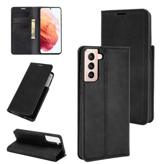 For Samsung Galaxy S21 Plus Retro-skin Business Magnetic Suction Leather Case with Holder & Card Slots & Wallet