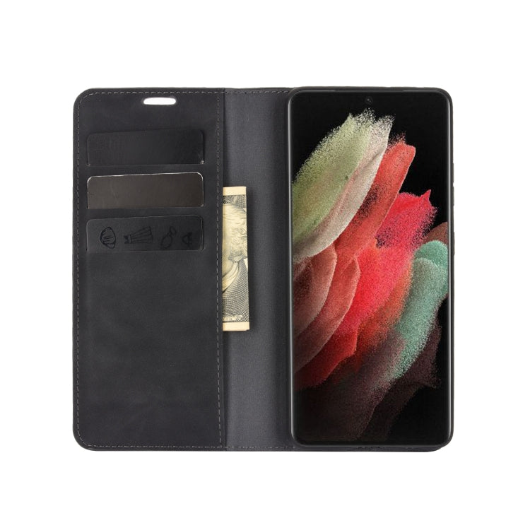 For Samsung Galaxy S21 Ultra 5G Retro-skin Business Magnetic Suction Leather Case with Holder & Card Slots & Wallet, For Samsung Galaxy S21 Ultra 5G