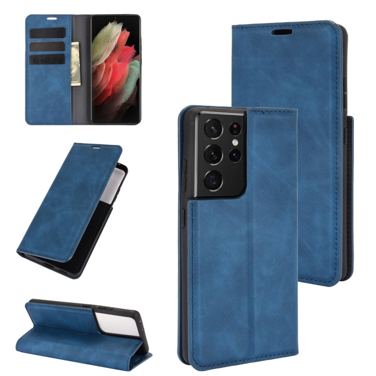 For Samsung Galaxy S21 Ultra 5G Retro-skin Business Magnetic Suction Leather Case with Holder & Card Slots & Wallet, For Samsung Galaxy S21 Ultra 5G