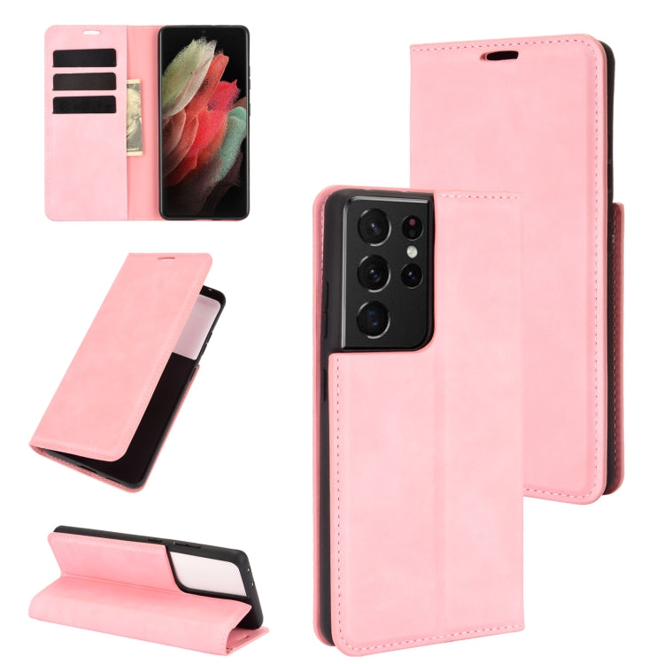 For Samsung Galaxy S21 Ultra 5G Retro-skin Business Magnetic Suction Leather Case with Holder & Card Slots & Wallet, For Samsung Galaxy S21 Ultra 5G