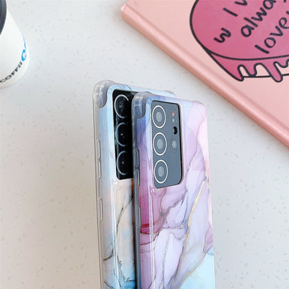 Four Corners Anti-Shattering Flow Gold Marble IMD Phone Back Cover Case, For Samsung Galaxy S21 Ultra 5G, For Samsung Galaxy S21 Plus 5G, For Samsung Galaxy S21 5G