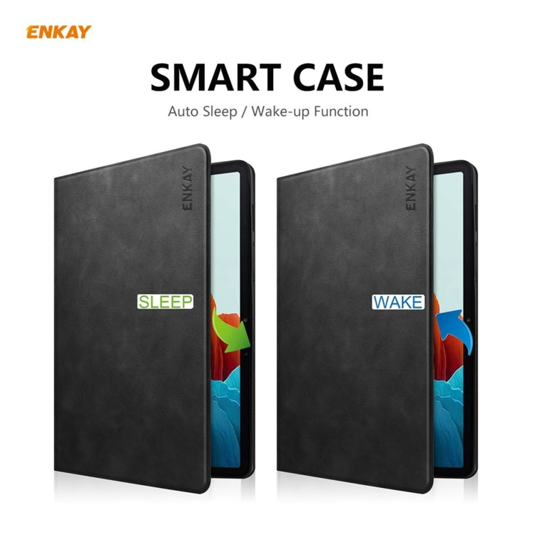 ENKAY ENK-8026 Cow Texture PU Leather + TPU Smart Case with Pen Slot for Samsung Galaxy Tab S7 11.0 T870 / T875