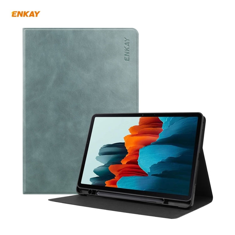 ENKAY ENK-8026 Cow Texture PU Leather + TPU Smart Case with Pen Slot for Samsung Galaxy Tab S7 11.0 T870 / T875, For Samsung Galaxy Tab S8 / Galaxy Tab S7 11.0 T870