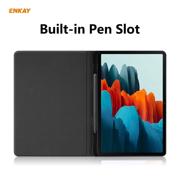 ENKAY ENK-8026 Cow Texture PU Leather + TPU Smart Case with Pen Slot for Samsung Galaxy Tab S7 11.0 T870 / T875, For Samsung Galaxy Tab S8 / Galaxy Tab S7 11.0 T870