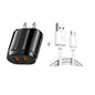 Dual USB Portable Travel Charger + 1 Meter USB to Micro USB Data Cable, US Plug