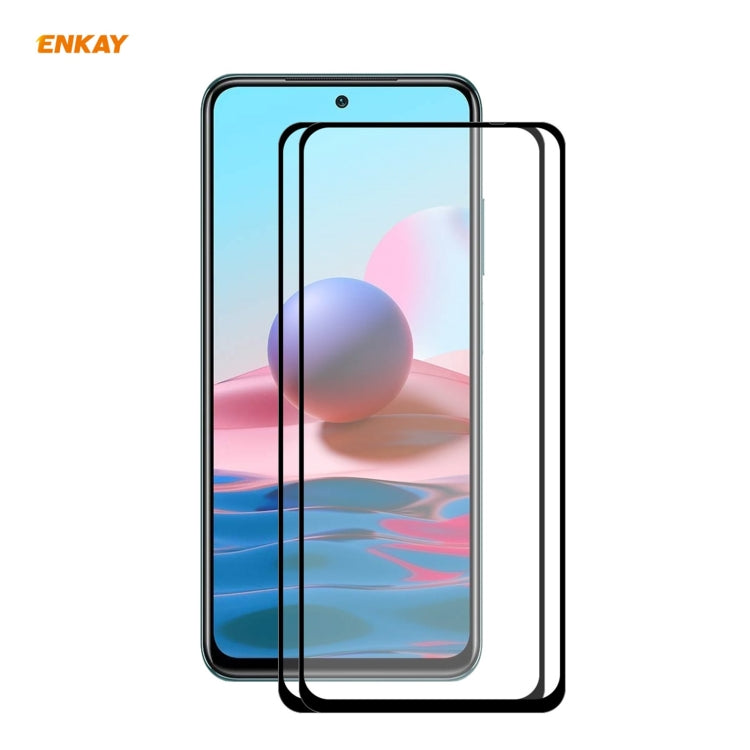 2 PCS ENKAY Hat-Prince Full Glue 0.26mm 9H 2.5D Tempered Glass Full Coverage Film