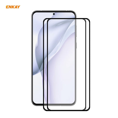 2 PCS ENKAY Hat-Prince Full Glue 0.26mm 9H 2.5D Tempered Glass Full Coverage Film