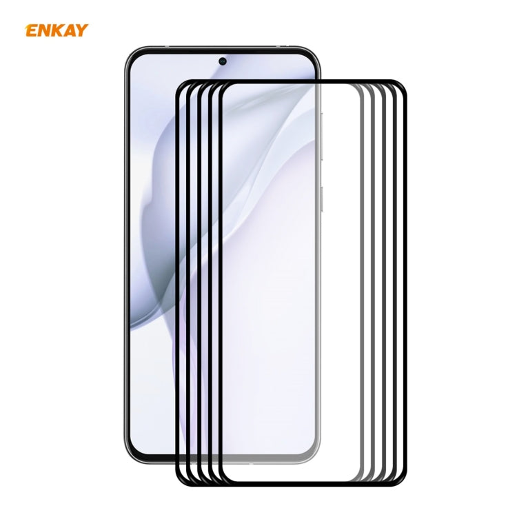 5 PCS ENKAY Hat-Prince Full Glue 0.26mm 9H 2.5D Tempered Glass Full Coverage Film