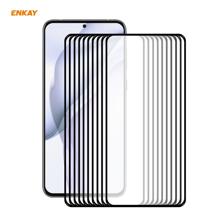 10 PCS ENKAY Hat-Prince Full Glue 0.26mm 9H 2.5D Tempered Glass Full Coverage Film