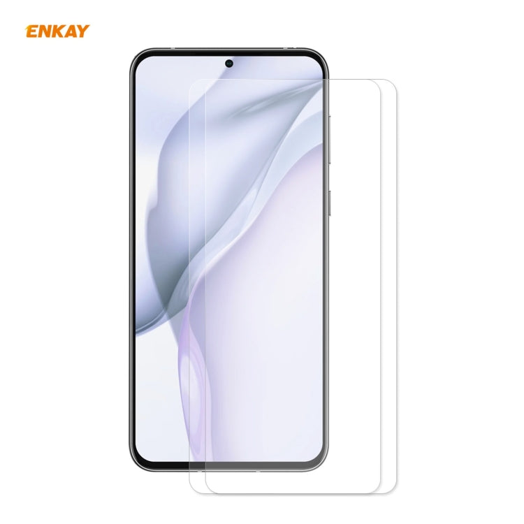 2 PCS ENKAY Hat-Prince 0.26mm 9H 2.5D Curved Edge Tempered Glass Film