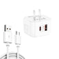 YSY-6087PD 20W PD3.0 + QC3.0 Dual Fast Charge Travel Charger with USB to Micro USB Data Cable, EU Plug, US Plug, UK Plug