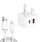 YSY-6087PD 20W PD3.0 + QC3.0 Dual Fast Charge Travel Charger with USB to Micro USB Data Cable, EU Plug, US Plug, UK Plug